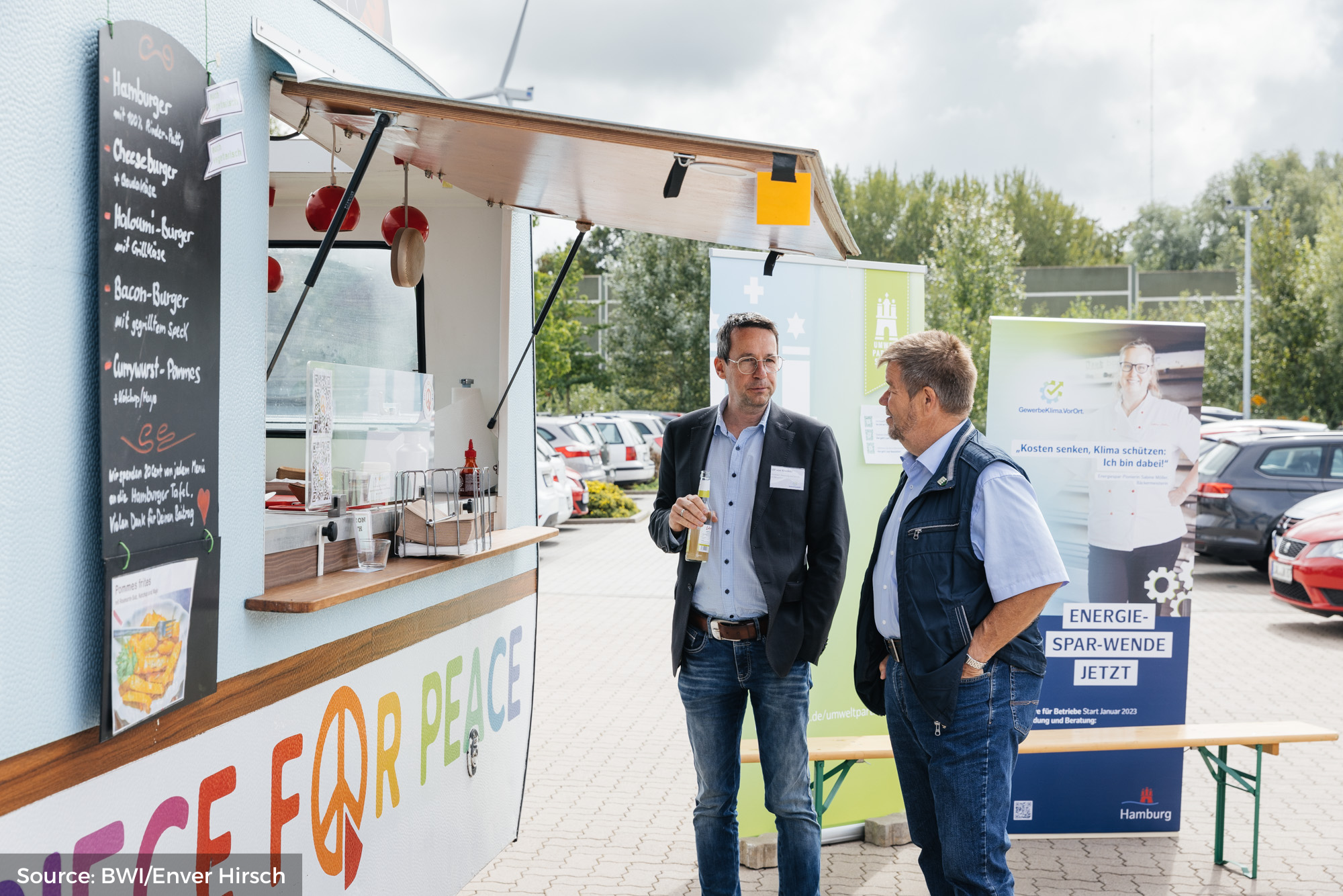 Food truck next to the information booths