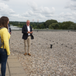 Dr Jantzen showing the planned location for the solar panel expansion